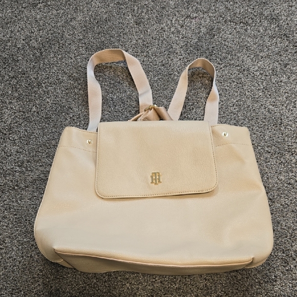 NEW Tommy Hilfiger Beige Designer Tote Bag Backpack - Picture 1 of 11